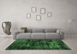 Machine Washable Persian Emerald Green Bohemian Area Rugs in a Living Room,, wshabs2013emgrn