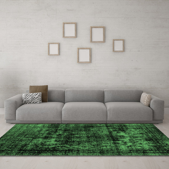 Machine Washable Persian Emerald Green Bohemian Area Rugs in a Living Room,, wshabs2013emgrn