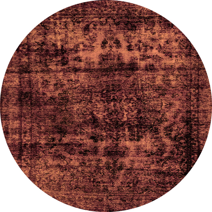 Round Machine Washable Persian Orange Bohemian Area Rugs, wshabs2013org