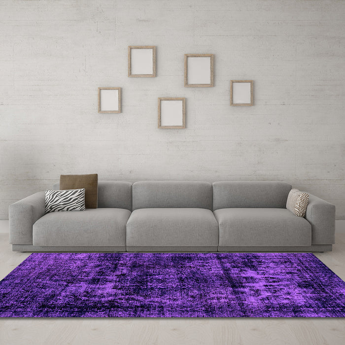 Machine Washable Persian Purple Bohemian Area Rugs in a Living Room, wshabs2013pur