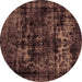 Round Machine Washable Persian Brown Bohemian Rug, wshabs2013brn