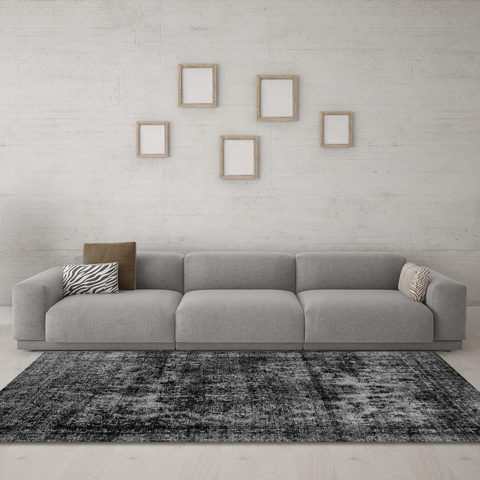 Machine Washable Persian Gray Bohemian Rug in a Living Room,, wshabs2013gry