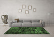 Machine Washable Persian Green Bohemian Area Rugs in a Living Room,, wshabs2013grn