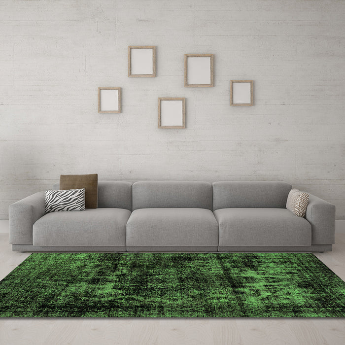 Machine Washable Persian Green Bohemian Area Rugs in a Living Room,, wshabs2013grn
