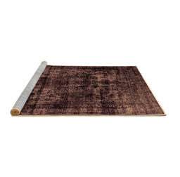Sideview of Machine Washable Persian Brown Bohemian Rug, wshabs2013brn
