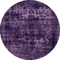 Round Machine Washable Abstract Orchid Purple Rug, wshabs2013