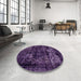 Round Machine Washable Abstract Orchid Purple Rug in a Office, wshabs2013