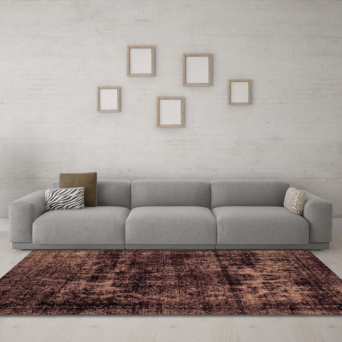 Machine Washable Persian Brown Bohemian Rug in a Living Room,, wshabs2013brn