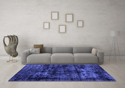 Machine Washable Persian Blue Bohemian Rug in a Living Room, wshabs2013blu