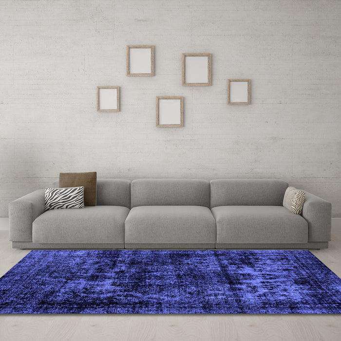 Machine Washable Persian Blue Bohemian Rug in a Living Room, wshabs2013blu