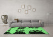 Machine Washable Abstract Emerald Green Modern Area Rugs in a Living Room,, wshabs2014emgrn