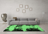 Machine Washable Abstract Emerald Green Modern Rug, wshabs2014emgrn