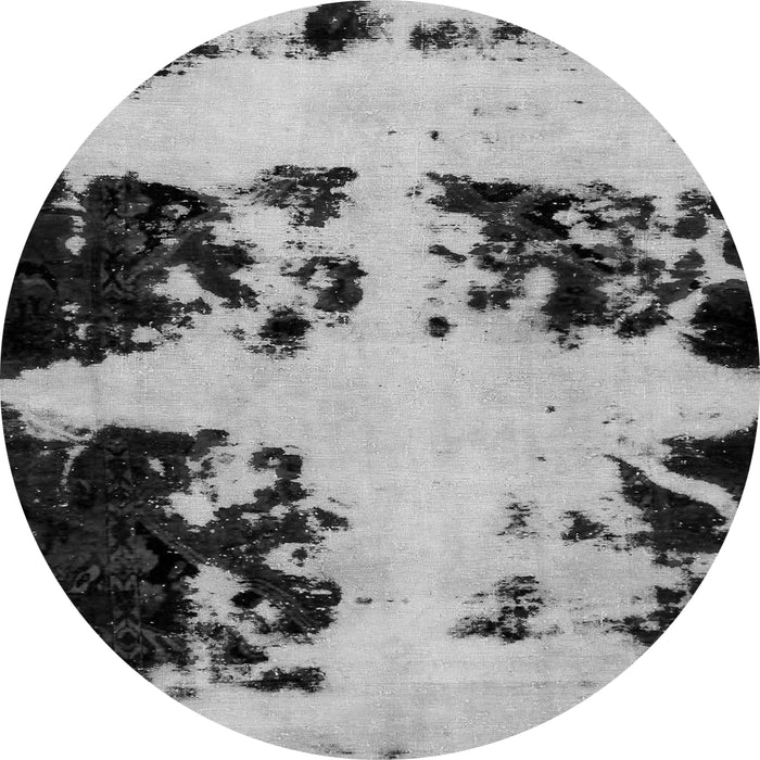 Round Machine Washable Abstract Gray Modern Rug, wshabs2014gry