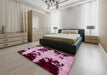 Machine Washable Abstract Cadillac Pink Rug in a Bedroom, wshabs2014