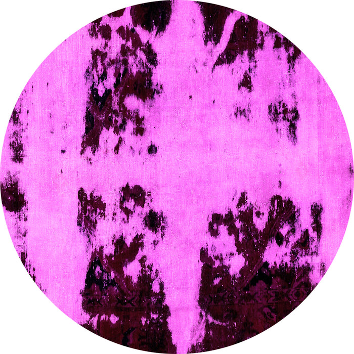 Round Machine Washable Abstract Pink Modern Rug, wshabs2014pnk