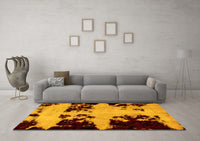 Machine Washable Abstract Yellow Modern Rug, wshabs2014yw