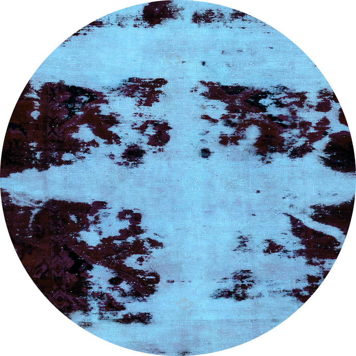 Round Abstract Light Blue Modern Rug, abs2014lblu