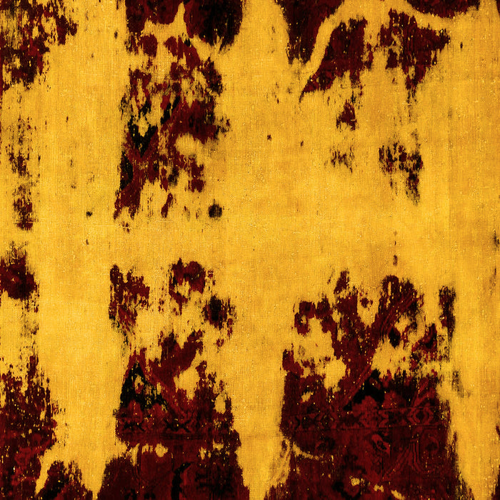 Square Machine Washable Abstract Yellow Modern Rug, wshabs2014yw