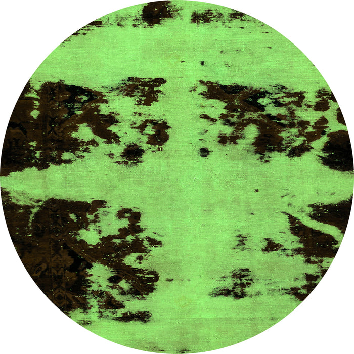 Round Abstract Green Modern Rug, abs2014grn