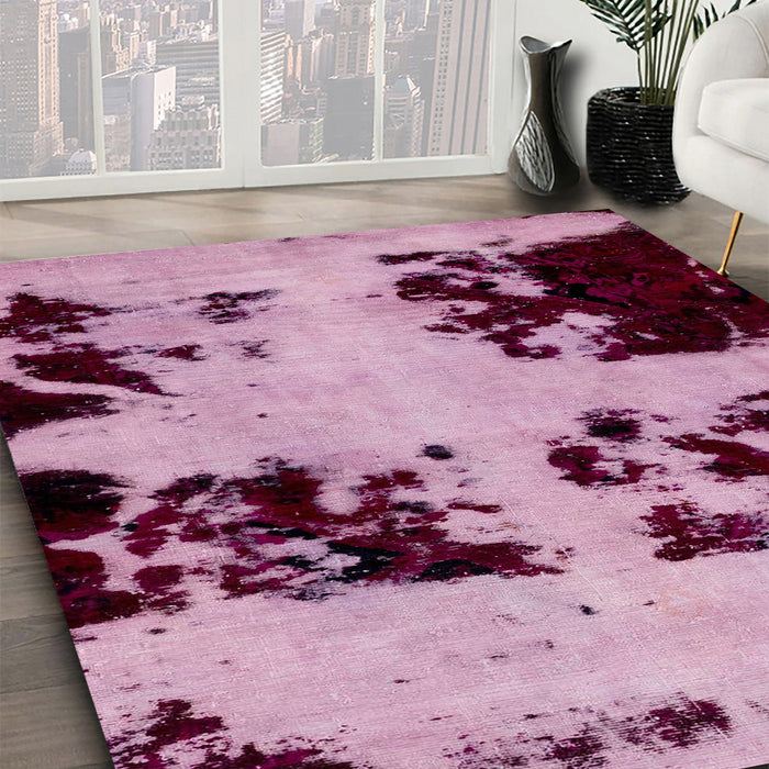 Abstract Pink Modern Rug in Family Room, abs2014