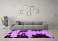 Machine Washable Abstract Purple Modern Rug, wshabs2014pur