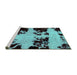 Sideview of Machine Washable Abstract Turquoise Modern Area Rugs, wshabs2014turq