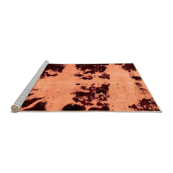 Sideview of Machine Washable Abstract Orange Modern Area Rugs, wshabs2014org