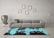 Machine Washable Abstract Turquoise Modern Area Rugs in a Living Room,, wshabs2014turq