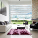 Square Abstract Pink Modern Rug in a Living Room, abs2014