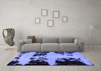 Machine Washable Abstract Blue Modern Rug, wshabs2014blu