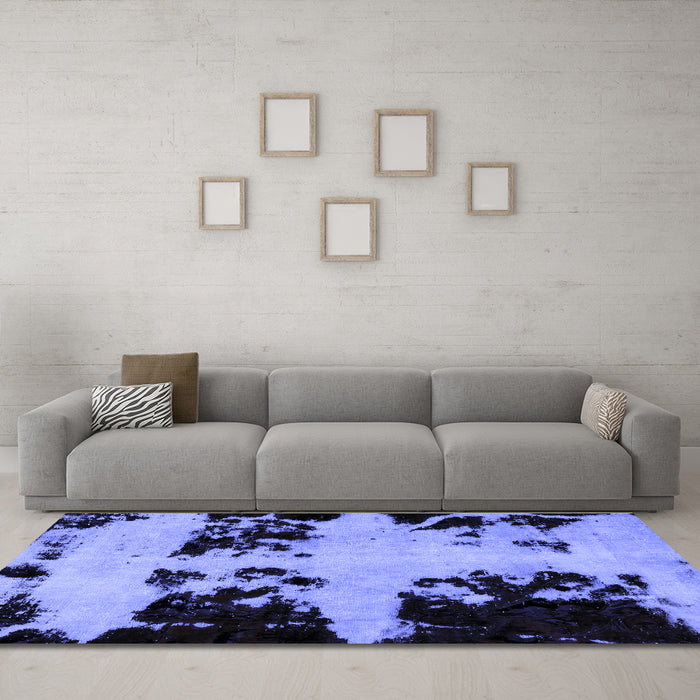 Machine Washable Abstract Blue Modern Rug in a Living Room, wshabs2014blu
