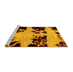 Sideview of Machine Washable Abstract Yellow Modern Rug, wshabs2014yw