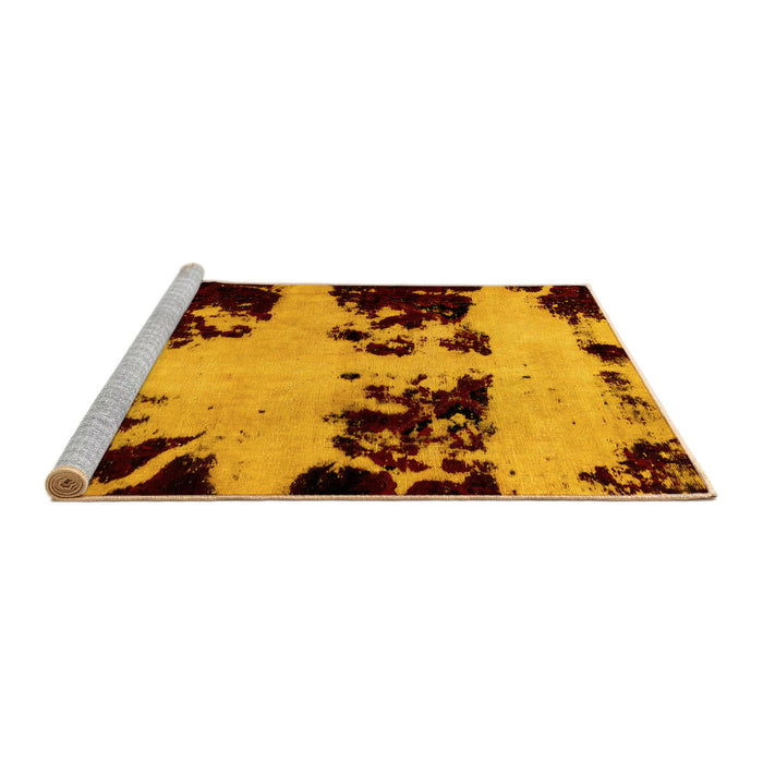 Sideview of Machine Washable Abstract Yellow Modern Rug, wshabs2014yw