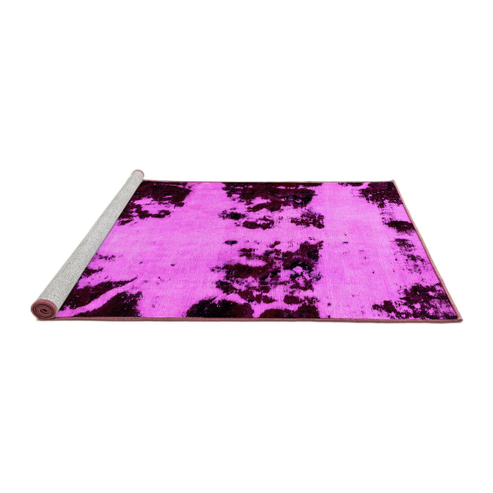 Sideview of Machine Washable Abstract Pink Modern Rug, wshabs2014pnk