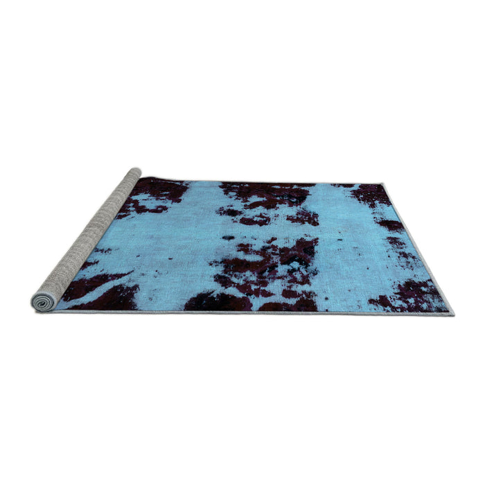 Sideview of Machine Washable Abstract Light Blue Modern Rug, wshabs2014lblu