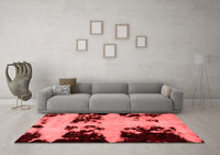 Machine Washable Abstract Red Modern Rug, wshabs2014red