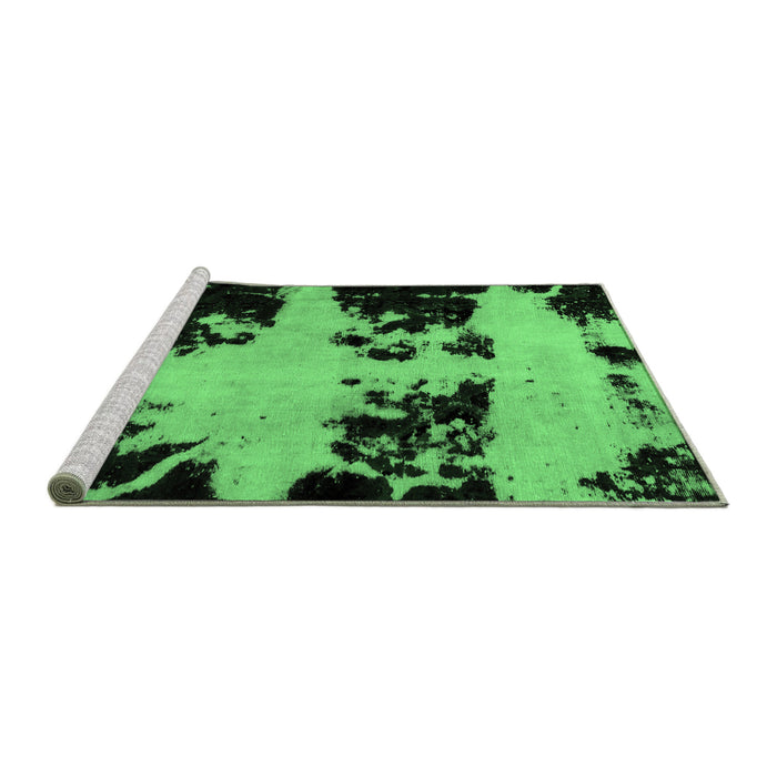 Sideview of Machine Washable Abstract Emerald Green Modern Area Rugs, wshabs2014emgrn