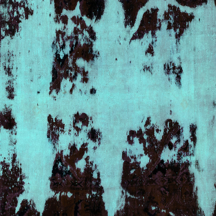 Square Machine Washable Abstract Turquoise Modern Area Rugs, wshabs2014turq