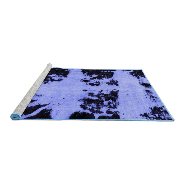 Sideview of Machine Washable Abstract Blue Modern Rug, wshabs2014blu