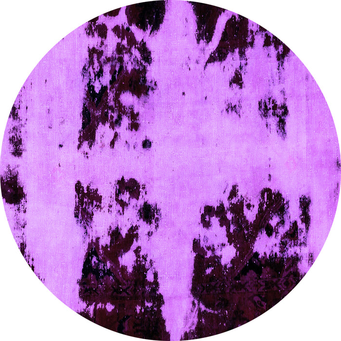 Round Machine Washable Abstract Purple Modern Area Rugs, wshabs2014pur