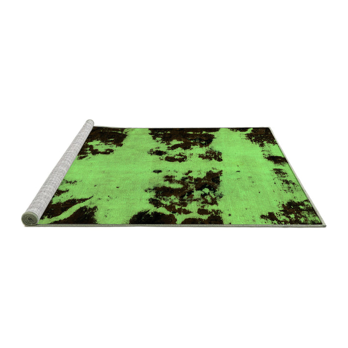 Sideview of Machine Washable Abstract Green Modern Area Rugs, wshabs2014grn