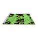 Sideview of Machine Washable Abstract Green Modern Area Rugs, wshabs2014grn