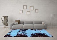 Machine Washable Abstract Light Blue Modern Rug, wshabs2014lblu