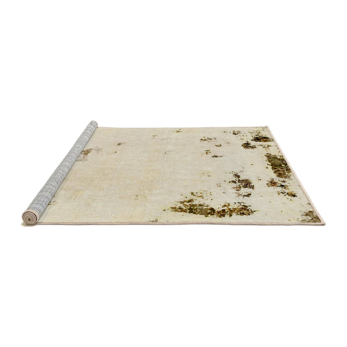Sideview of Machine Washable Abstract Vanilla Gold Rug, wshabs2015