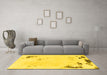 Machine Washable Abstract Yellow Modern Rug in a Living Room, wshabs2015yw