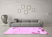 Machine Washable Abstract Pink Modern Rug in a Living Room, wshabs2015pnk