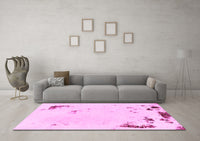 Machine Washable Abstract Pink Modern Rug, wshabs2015pnk