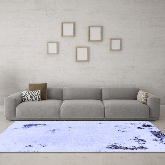 Machine Washable Abstract Blue Modern Rug in a Living Room, wshabs2015blu