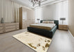 Machine Washable Abstract Vanilla Gold Rug in a Bedroom, wshabs2015