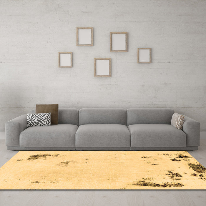 Machine Washable Abstract Brown Modern Rug in a Living Room,, wshabs2015brn
